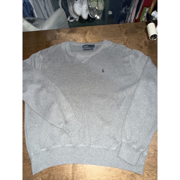 Vintage Polo Ralph Lauren Sweatshirt Mens Large Gray Crewneck Pullover Preppy * - Picture 1 of 5